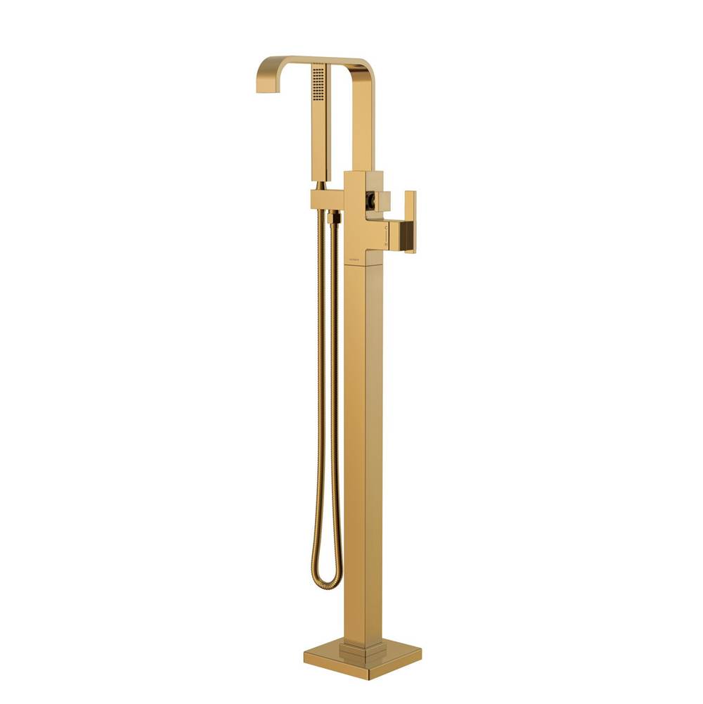 Gerber Plumbing - Square Floor Mount Tub Filler Trim Kit with Rectangular Handshower 1.75gpm Brushed Bronze - Brushed Bronze