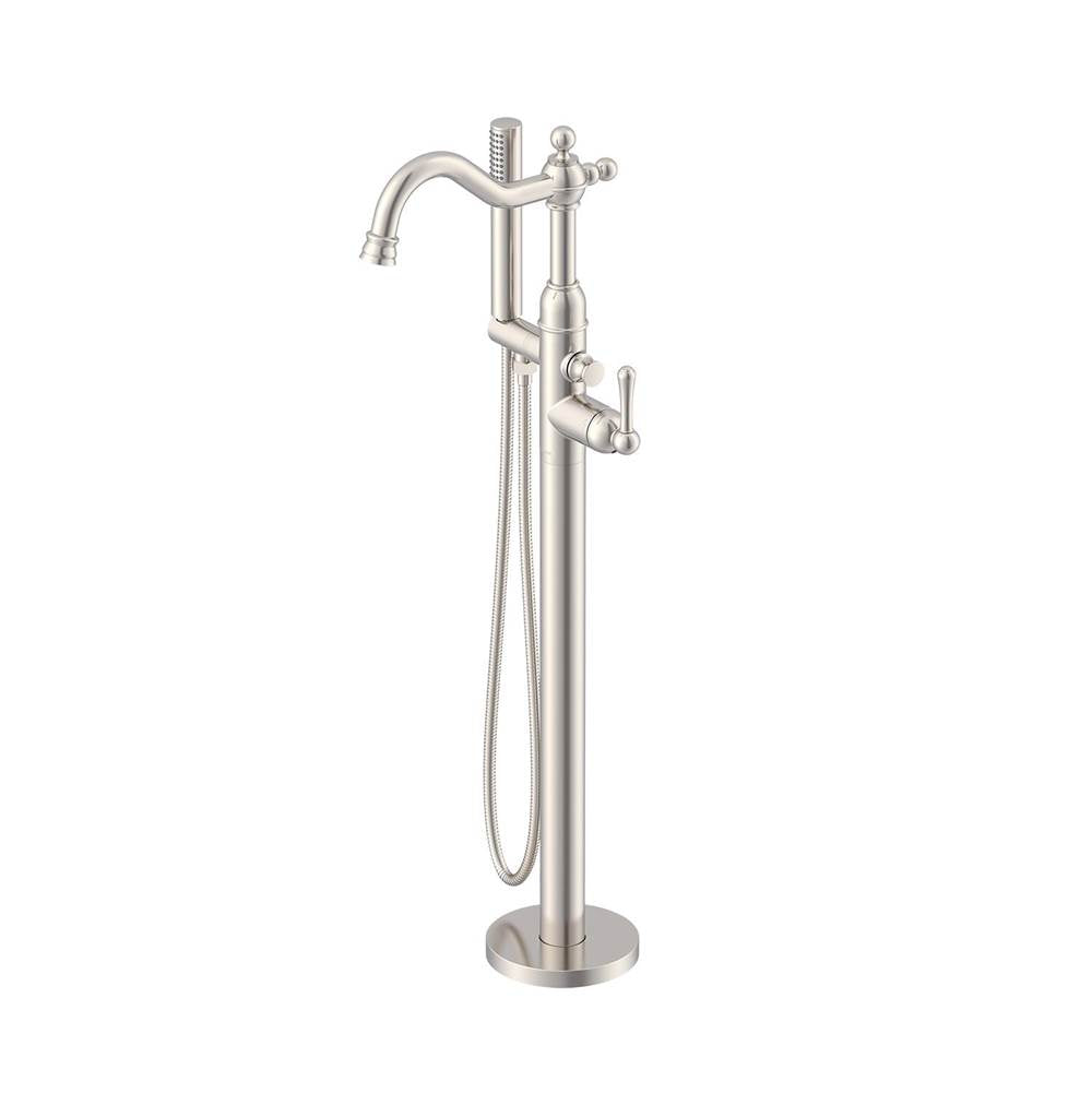 Gerber Plumbing - Traditional Floor Mount Tub Filler Trim Kit with Showerstick Handshower 1.75gpm Satin Black - Satin Black