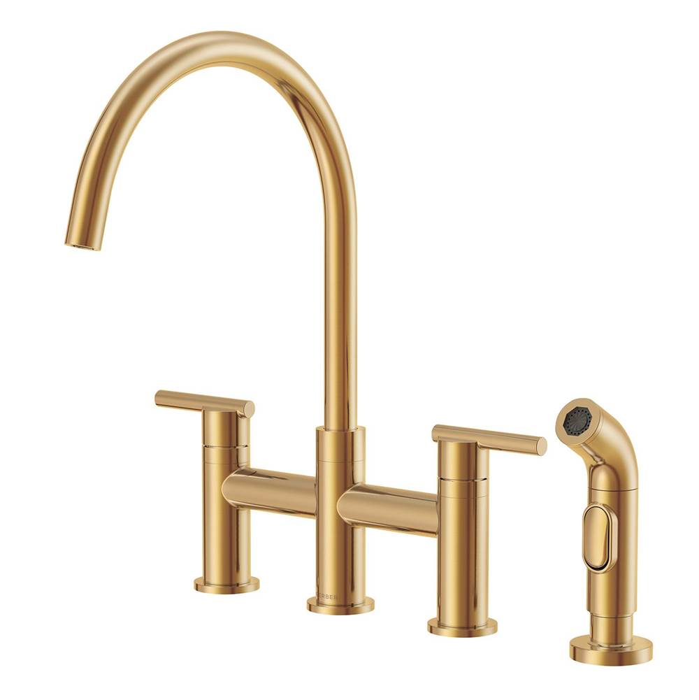 Gerber Plumbing - Parma 2H Bridge Kitchen Faucet w/ Spray 1.75gpm Brushed Bronze - Brushed Bronze