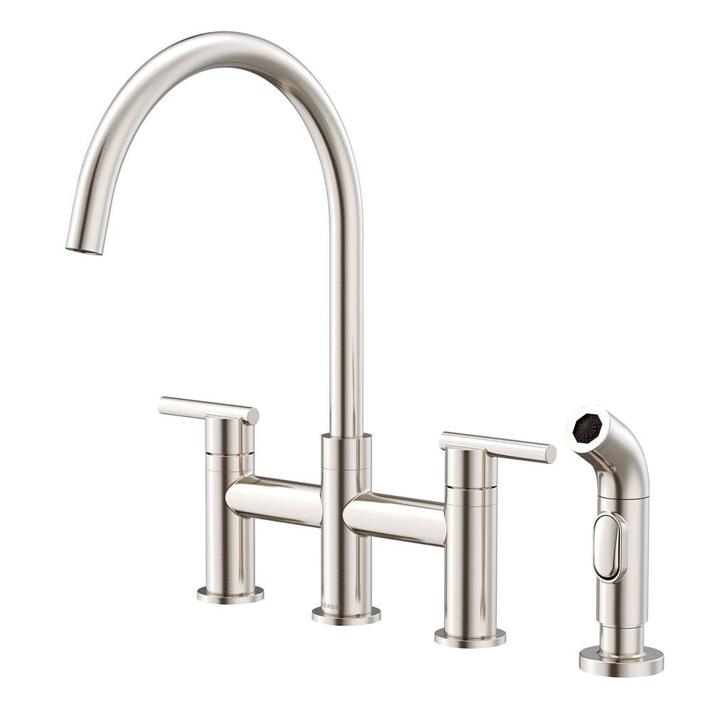 Gerber Plumbing - Parma 2H Bridge Kitchen Faucet w/ Spray 1.75gpm Stainless Steel - Stainless Steel
