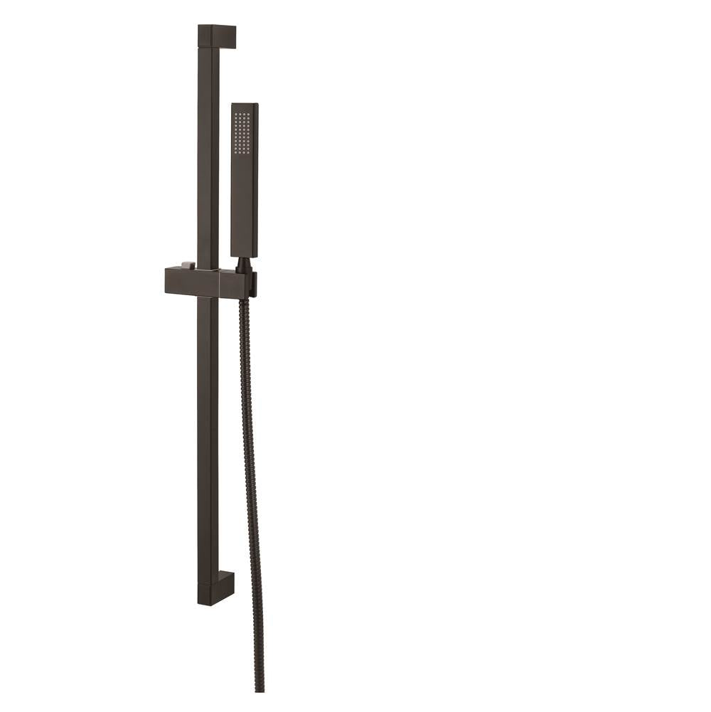 Gerber Plumbing - Versa Square 30'' Slide Bar Assembly w/ Single Function Rectangular Handshower 2.0gpm Satin Black - Satin Black