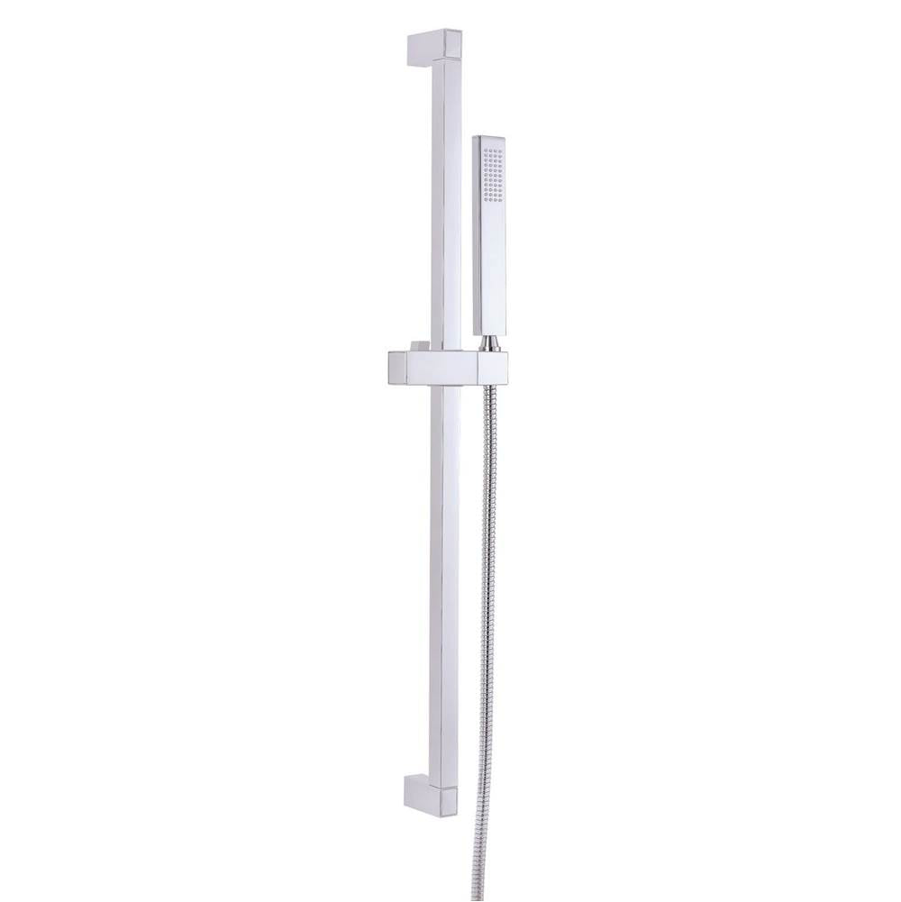 Gerber Plumbing - Versa Square 30'' Slide Bar Assembly w/ Single Function Rectangular Handshower 1.75gpm Chrome - Chrome
