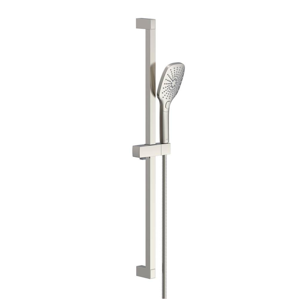 Gerber Plumbing - Versa Square 30'' Slide Bar Assembly W/ 3 Function Handshower 1.75gpm Brushed Nickel - Brushed Nickel