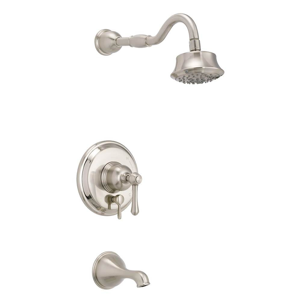Gerber Plumbing - Opulence 1H Tub & Shower Trim Kit & Treysta Cartridge w/ Diverter on Valve & 5 Function Showerhead 1.75gpm Brushed Nickel - Brushed Nickel