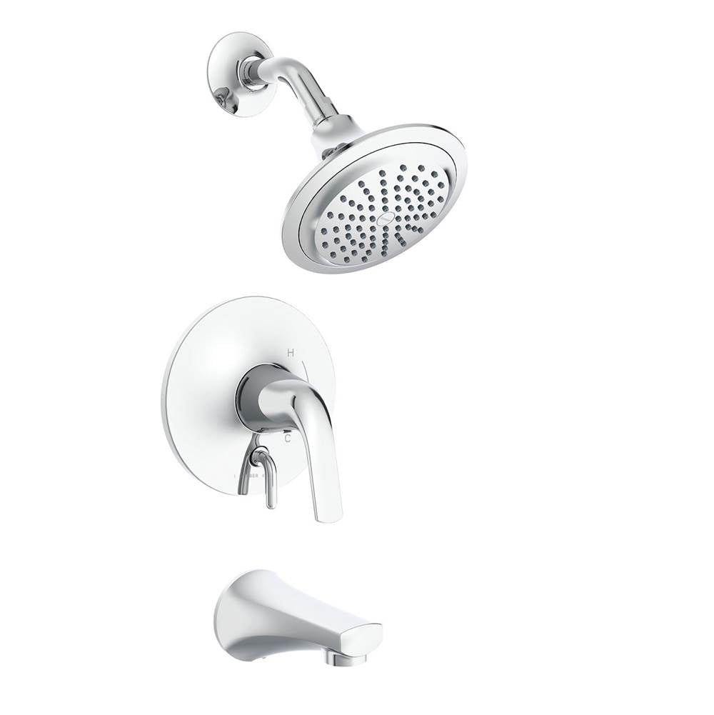 Gerber Plumbing - Lemora 1H Tub & Shower Trim Kit & Treysta Cartridge with Diverter on Valve 1.75gpm Chrome - Chrome