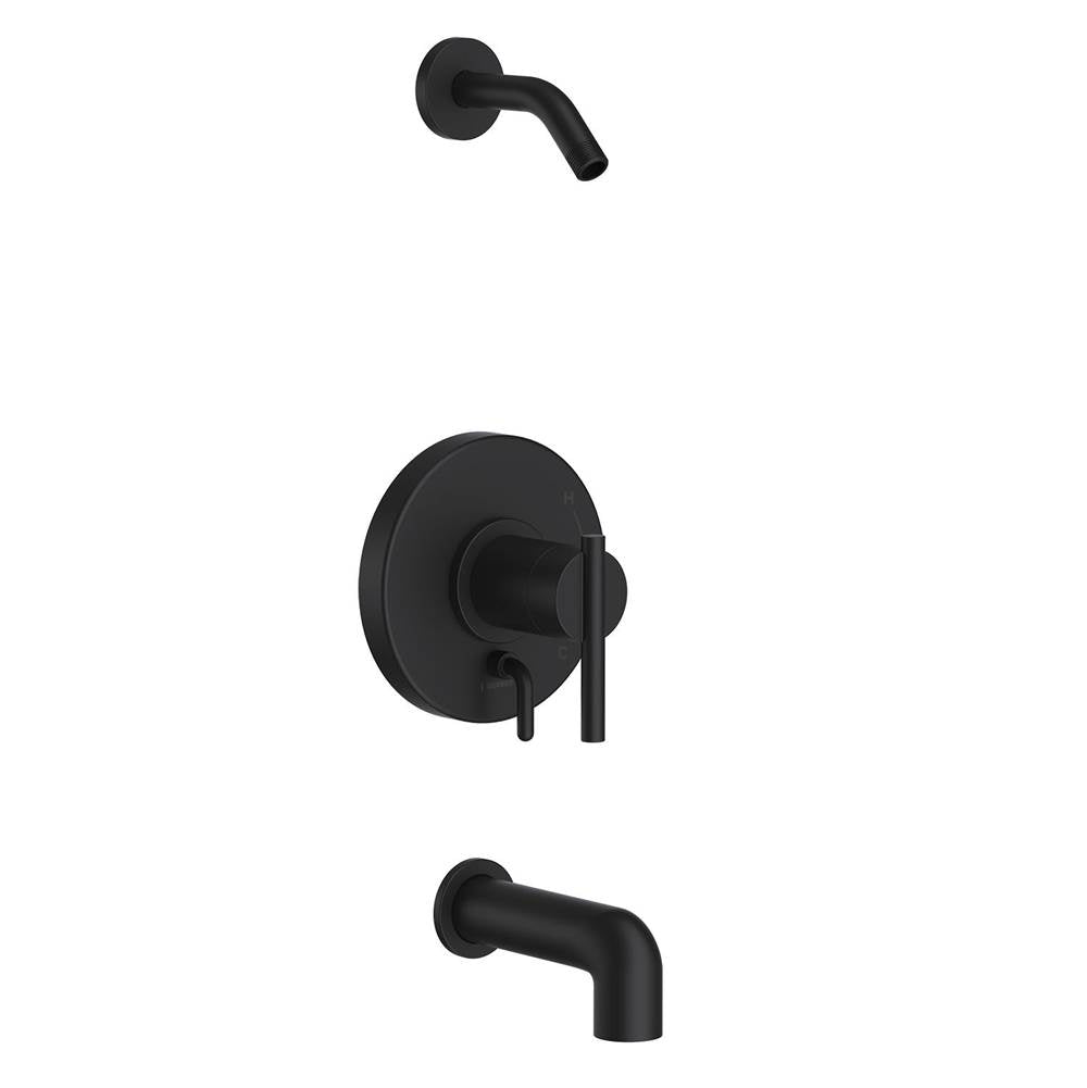 Gerber Plumbing - Parma 1H Tub & Shower Trim Kit & Treysta Cartridge w/ Diverter on Valve Less Showerhead Satin Black - Satin Black