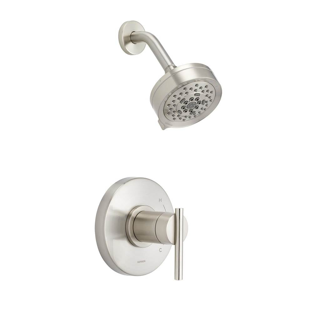 Gerber Plumbing - Parma 1H Shower Only Trim Kit & Treysta Cartridge w/ 5 Function Showerhead 1.75gpm Brushed Nickel - Brushed Nickel