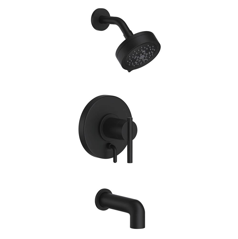 Gerber Plumbing - Parma 1H Tub & Shower Trim Kit & Treysta Cartridge w/ Diverter on Valve & 5 Function Showerhead 2.0gpm Satin Black - Satin Black