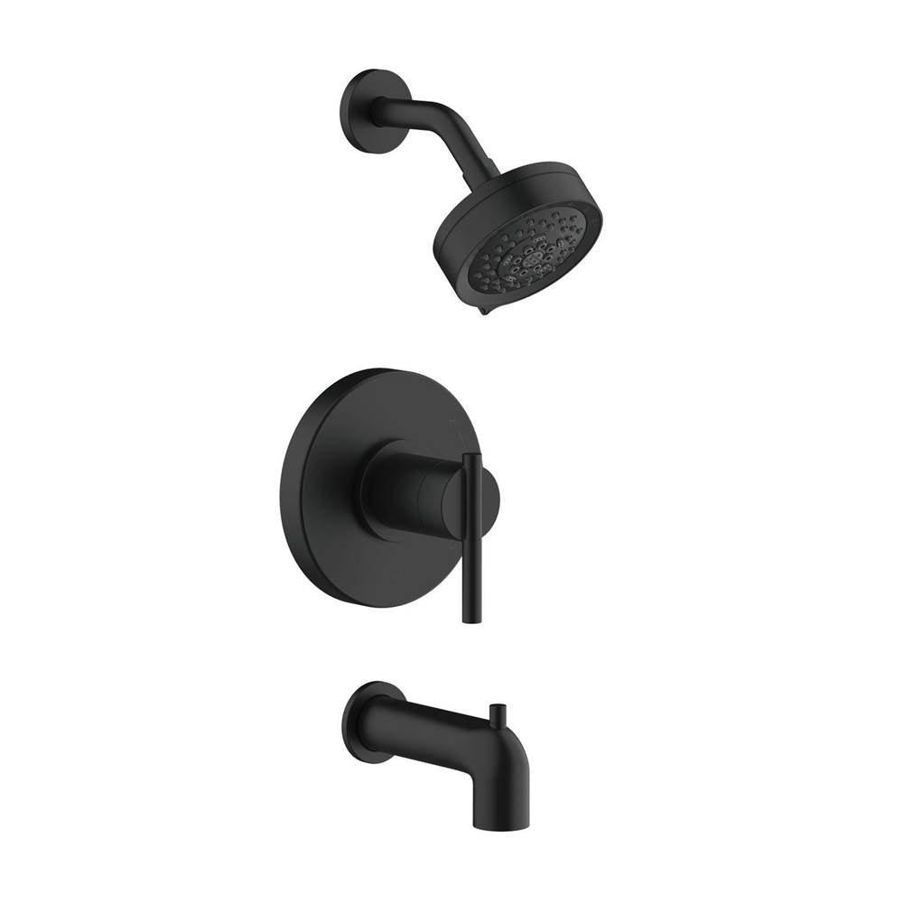 Gerber Plumbing - Parma 1H Tub & Shower Trim Kit & Treysta Cartridge W/ Diverter On Tub Spout & 5 Function Showerhead 1.75gpm Satin Black - Satin Black