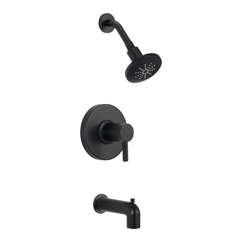 Gerber Plumbing - Amalfi 1H Tub & Shower Trim Kit w/ Diverter on Spout & Treysta Cartridge 1.75gpm Satin Black - Satin Black