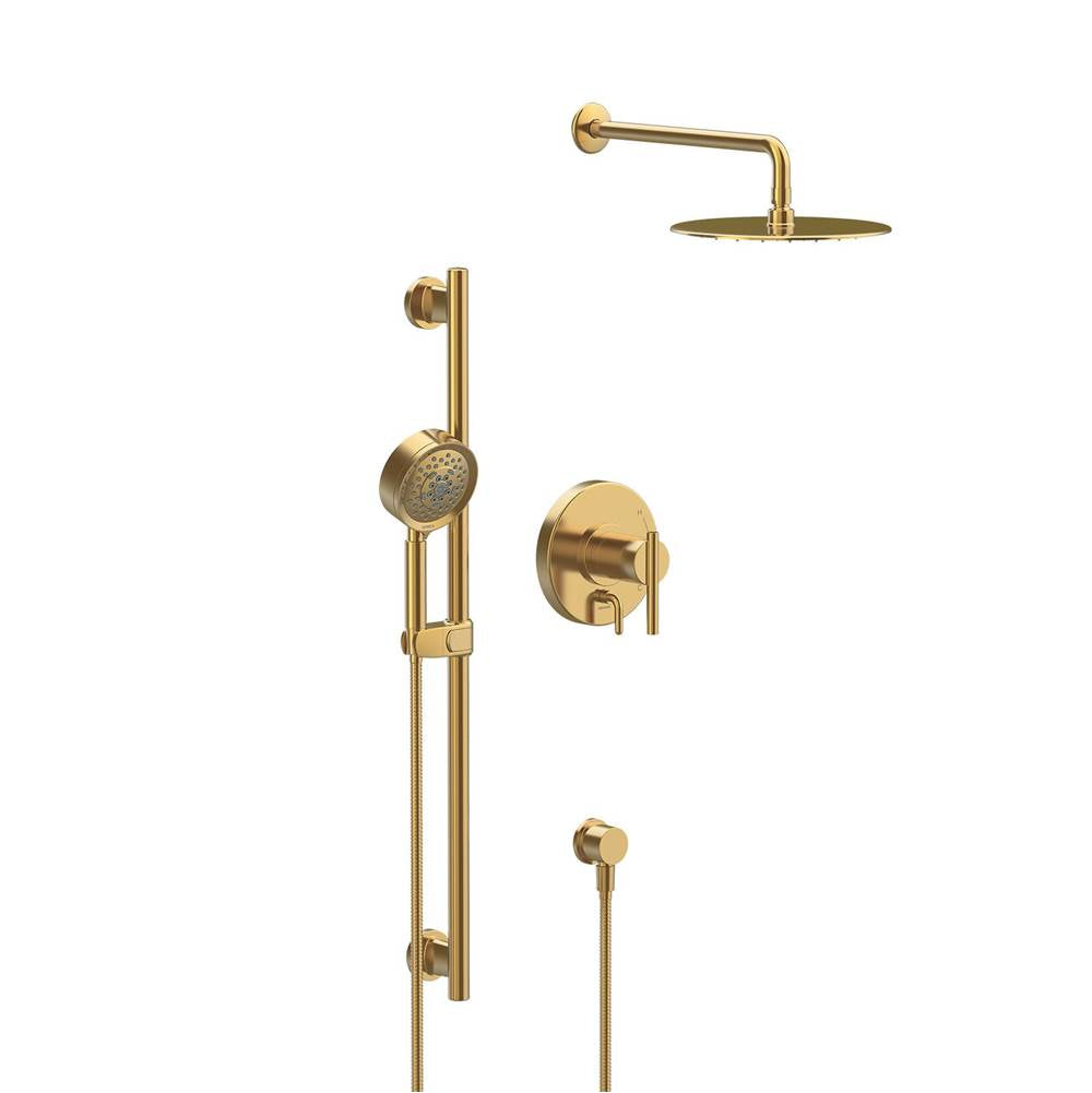 Gerber Plumbing - Parma Pressure Balance Shower Trim with Parma 5 Function Hand Shower & Drench 10'' Showerhead & Versa Slide Bar Kit Brushed Bronze - Brushed Bronze