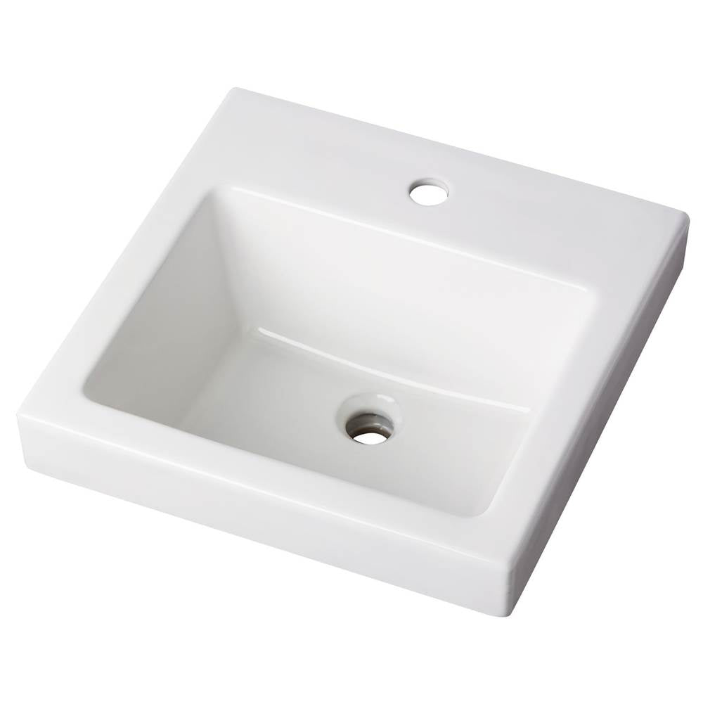 Gerber Plumbing - Wicker Park Countertop Lavatory 18''x18'' Square Single Hole White - White