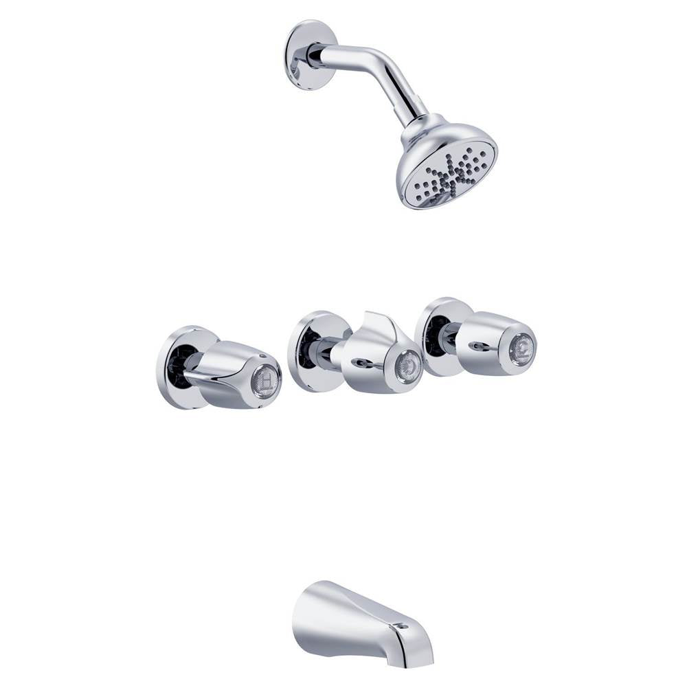 Gerber Plumbing - Gerber Classics Three Handle 11 Inch Centers Tub & Shower Fitting 1.75gpm Chrome - Chrome