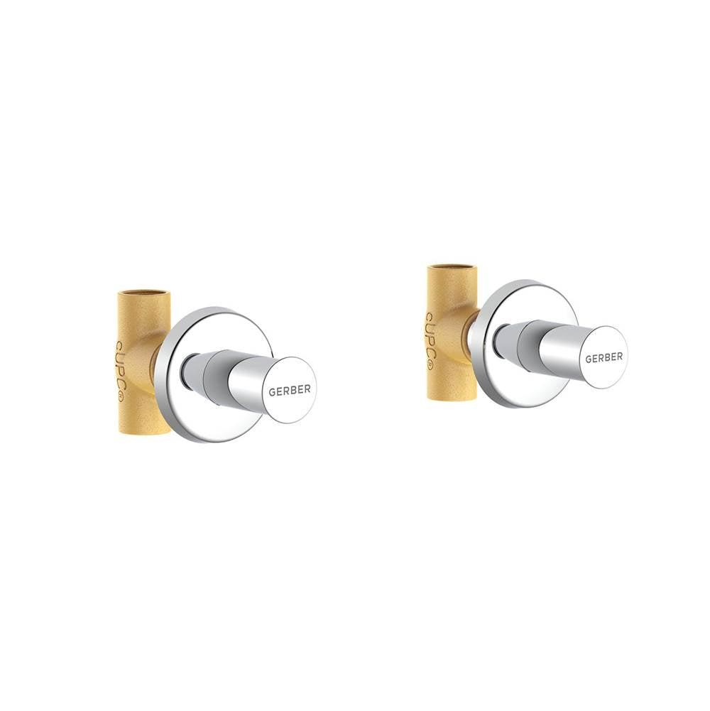 Gerber Classics 2H Straight Pattern Trim & Compression Valve w/ 3/4'' Sweat Connections Less Handles Chrome