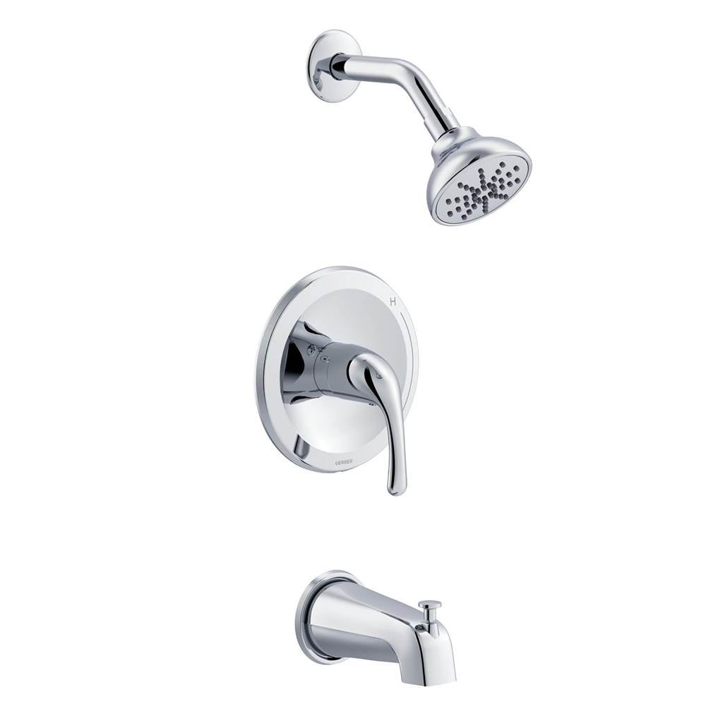 Gerber Plumbing - Maxwell 1H Tub & Shower Trim Kit & Treysta Cartridge w/Diverter on Spout 1.75gpm Chrome - Chrome