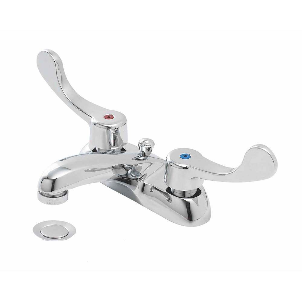 Gerber Plumbing - Commercial 2H Centerset Lavatory Faucet w/ Wrist Blade Handles & Metal Pop-Up Drain 0.5gpm Chrome - Chrome