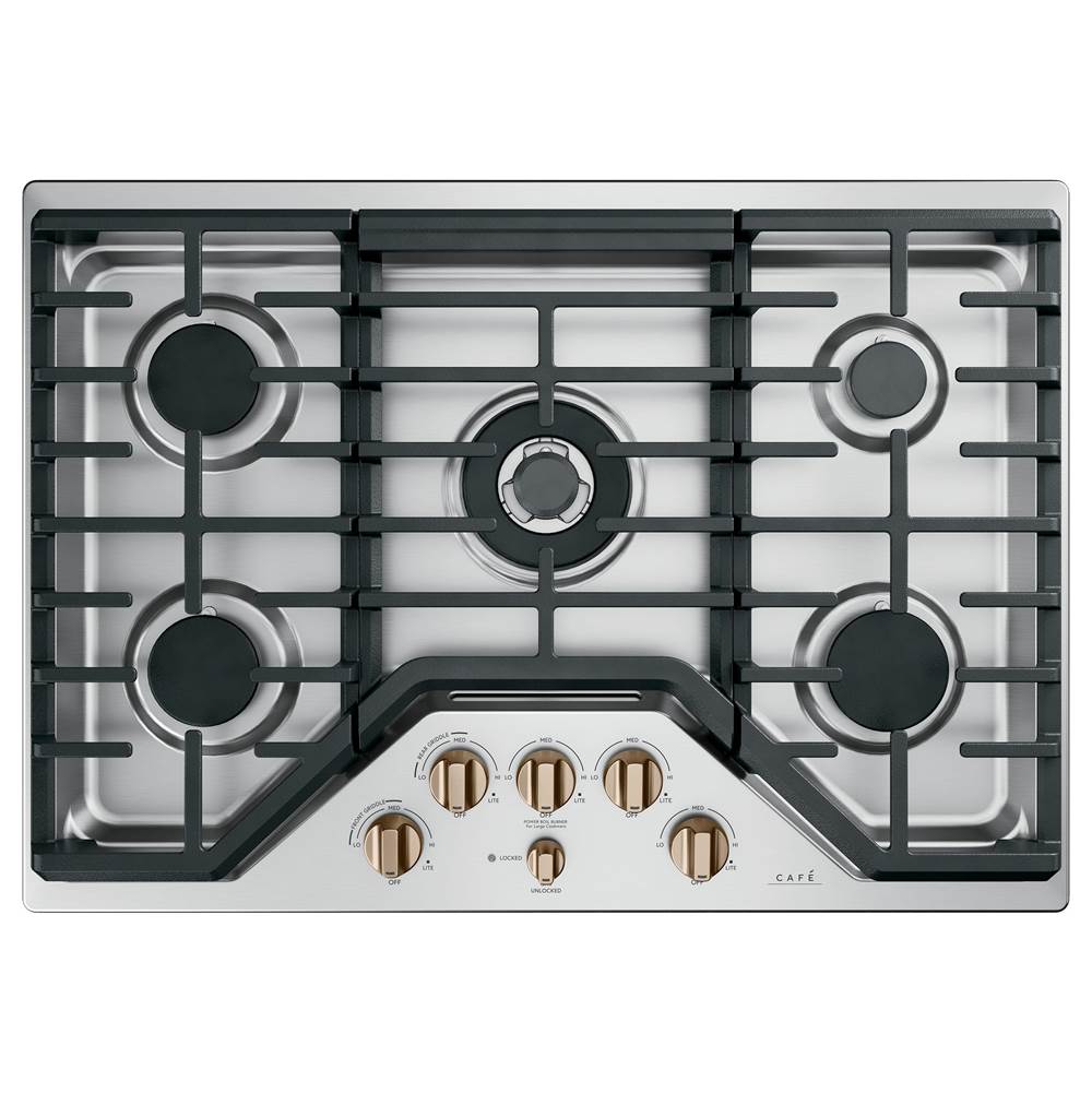 5 Gas Cooktop Knobs - Brushed Bronze