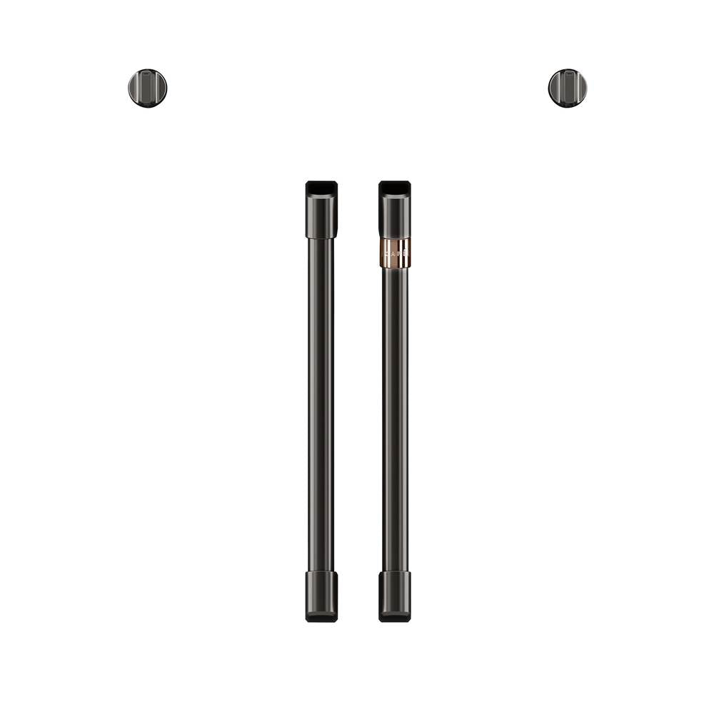 2 French-Door Handles; 2 Knobs - Brushed Black