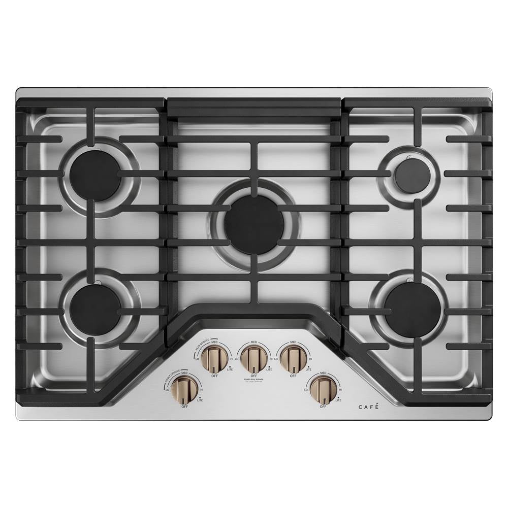 5 Gas Cooktop Knobs - Brushed Bronze