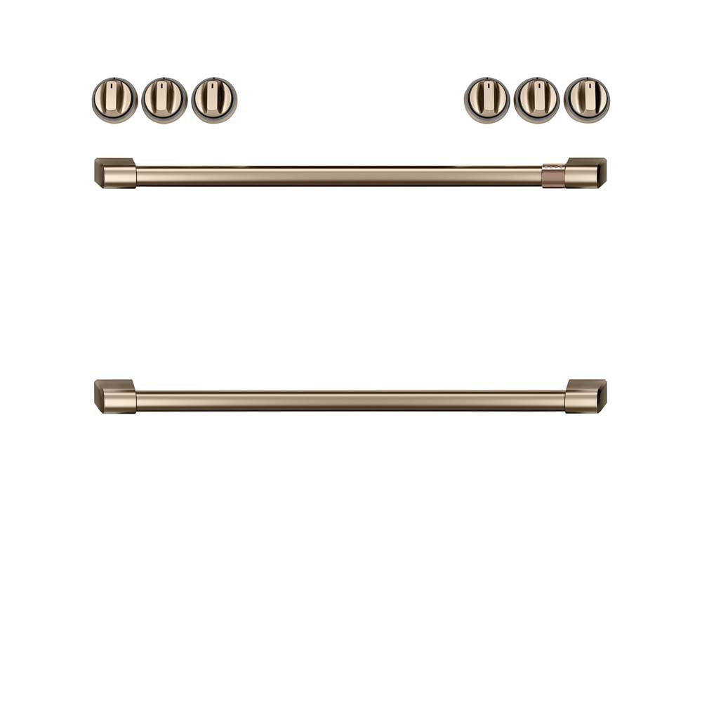 Cafe - Front Control Induction Knobs and Handles - Brushed Bronze