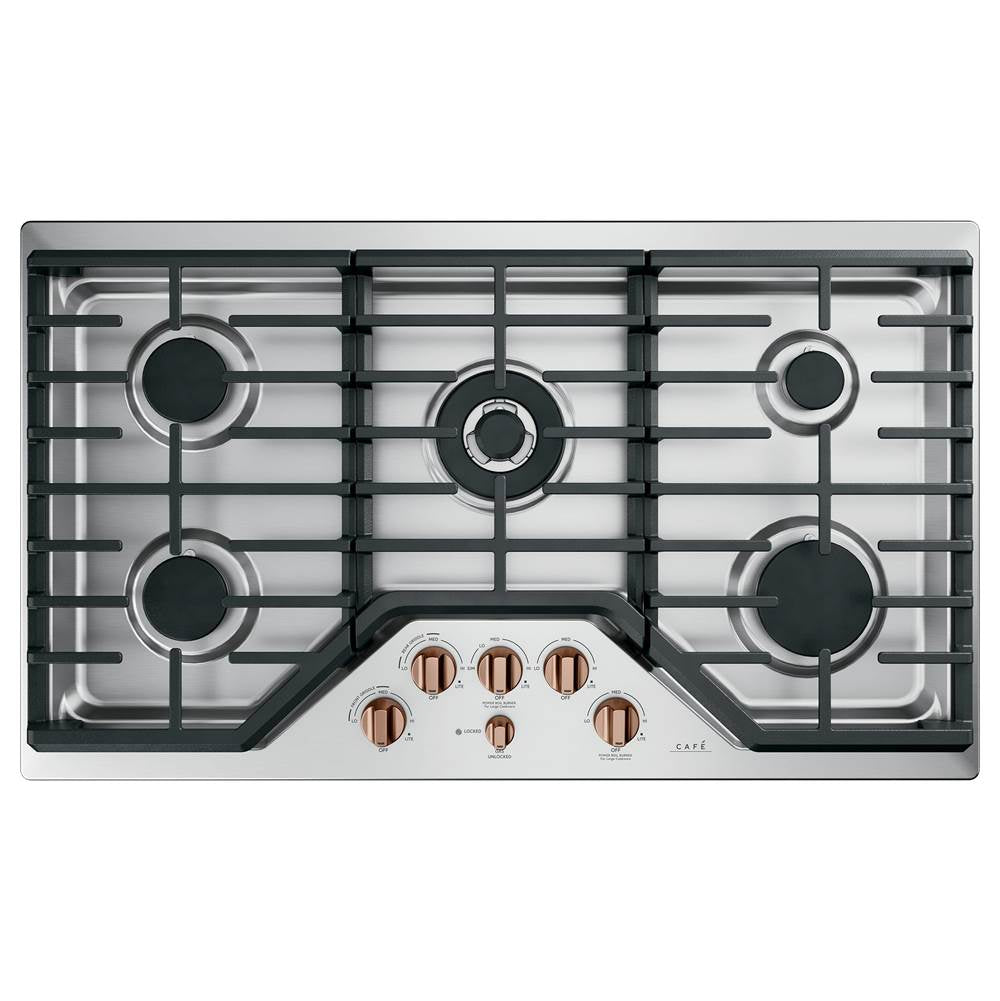 5 Gas Cooktop Knobs - Brushed Copper