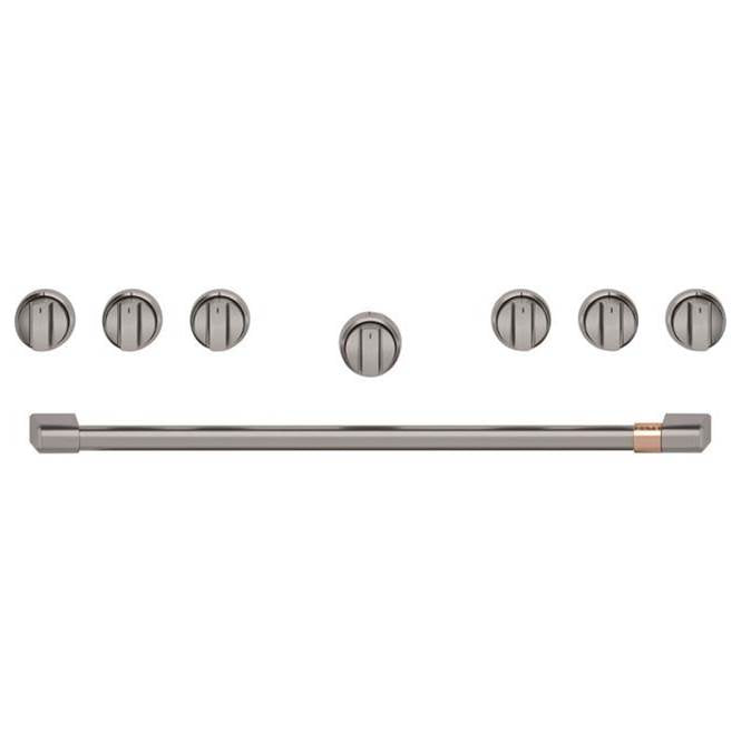 Cafe - 36'' Brushed Black Handle And Knob Set For Pro Range And Rangetop - Brushed Black