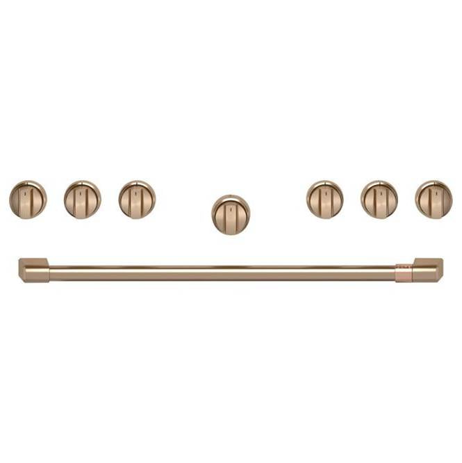 Cafe - 36'' Brushed Bronze Handle And Knob Set For Pro Range And Rangetop - Brushed Bronze