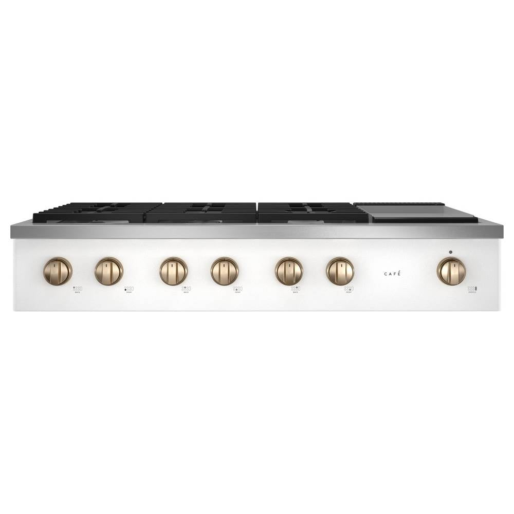 Cafe - 48'' Commercial-Style Gas Rangetop With 6 Burners And Integrated Griddle (Natural Gas) - Matte White