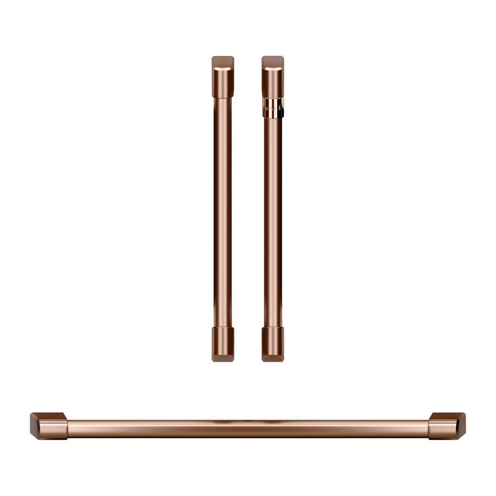 Cafe - 2 French-Door Handles; 1 - 30'' Handle; 4 Knobs - Brushed Copper