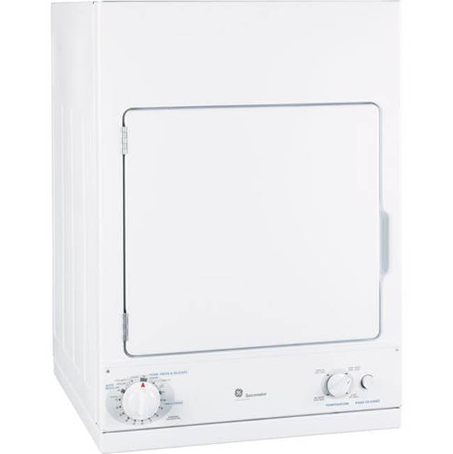 GE Appliances - GE Spacemaker 240V 3.6 cu. ft. Capacity Stationary Electric Dryer - White on White