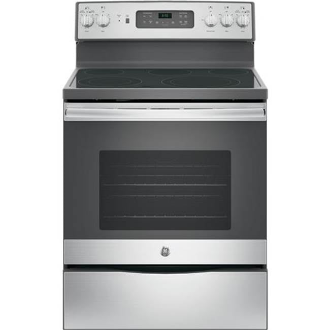 GE Appliances - GE 30'' Free-Standing Electric Convection Range - Stainless Steel/Gray