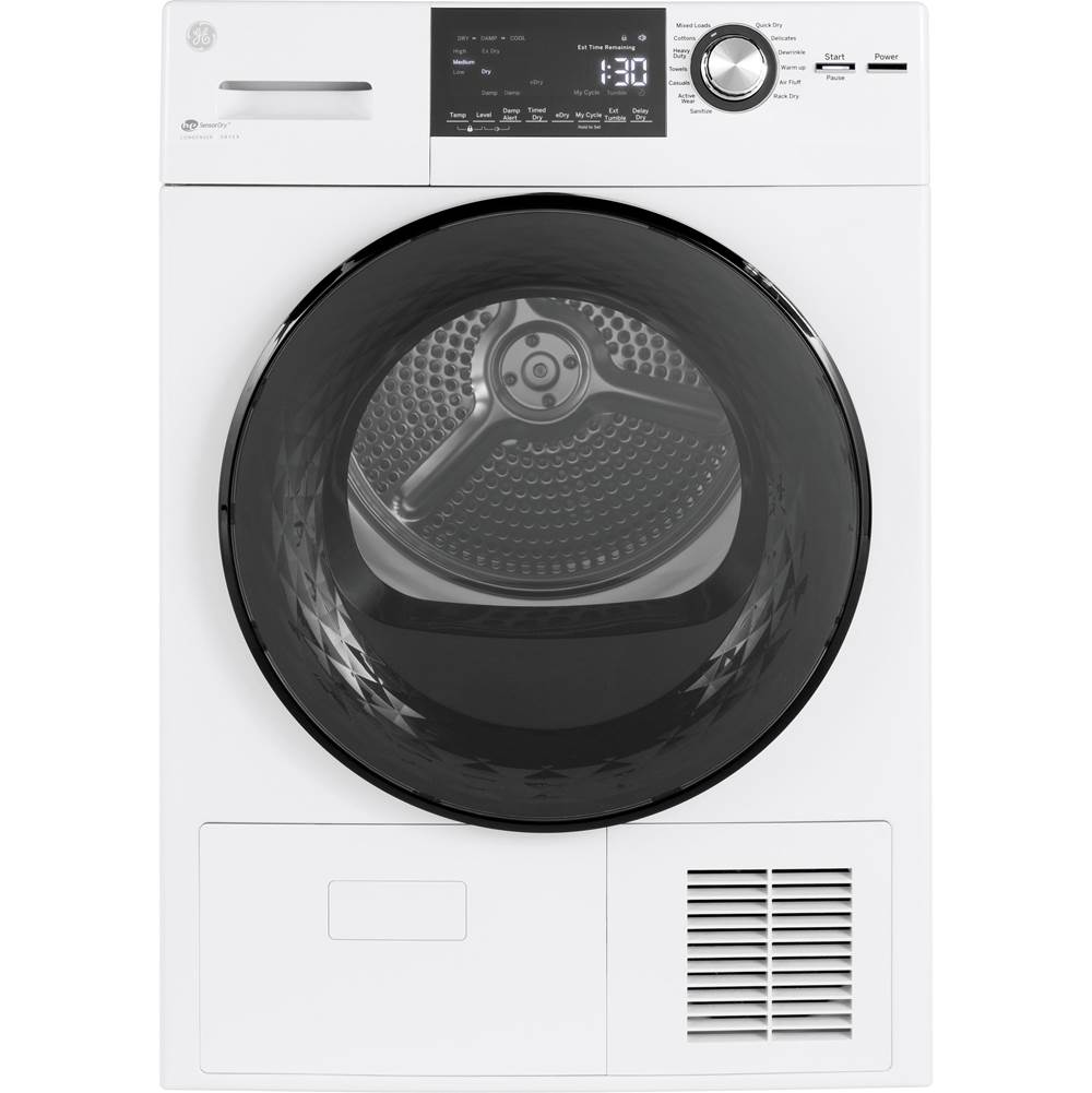 GE Appliances - GE 24'' 4.1 Cu.Ft. Front Load Ventless Condenser Electric Dryer with Stainless Steel Basket - White