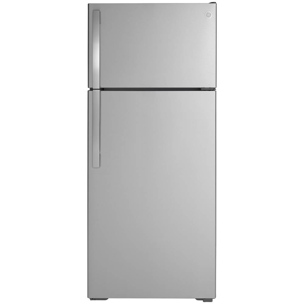 GE Appliances - GE 17.5 Cu. Ft. Top-Freezer Refrigerator - Stainless Steel