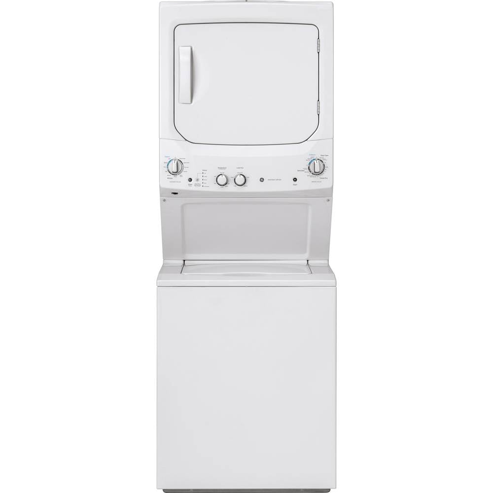 GE Appliances - GE Unitized Spacemaker 3.8 cu. ft. Capacity Washer with Stainless Steel Basket and 5.9 cu. ft. Capacity Electric Dryer - White on White
