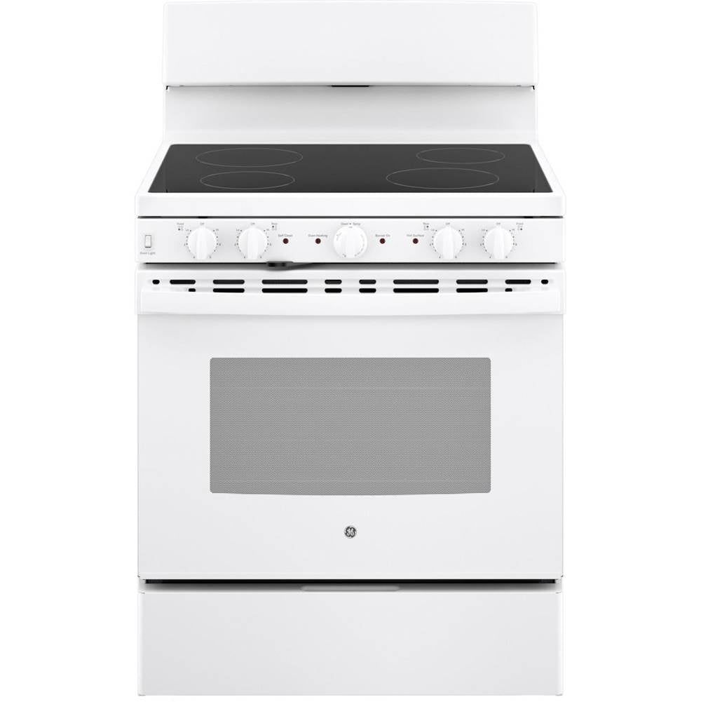 GE Appliances - 30'' Free-standing Electric Radiant Smooth Cooktop Range - White on White