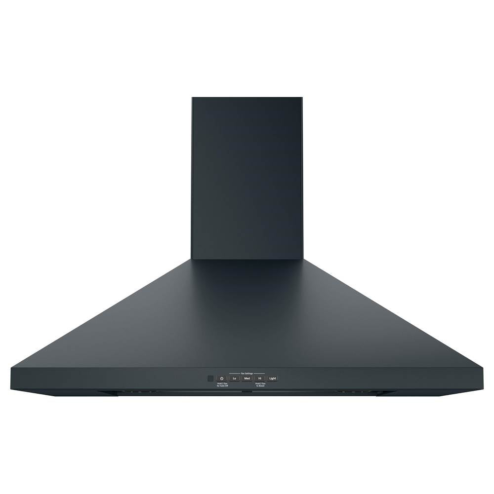 GE Appliances - GE 30'' Wall-Mount Pyramid Chimney Hood - Fingerprint Resistant Black Slate