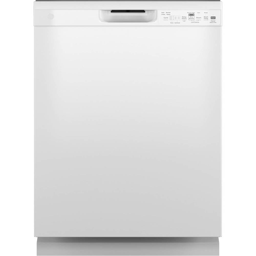 GE Appliances - Front Control with Plastic Interior Dishwasher with Sanitize Cycle and Dry Boost - White