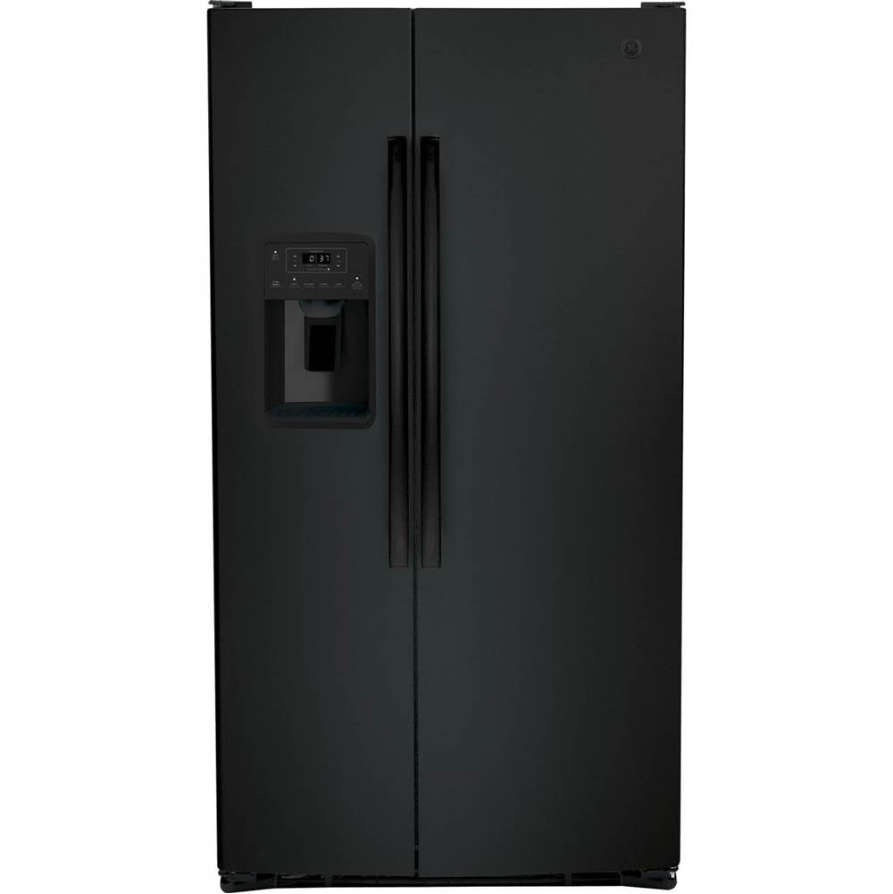 GE Appliances - ENERGY STAR 25.3 Cu. Ft. Side-By-Side Refrigerator - Black