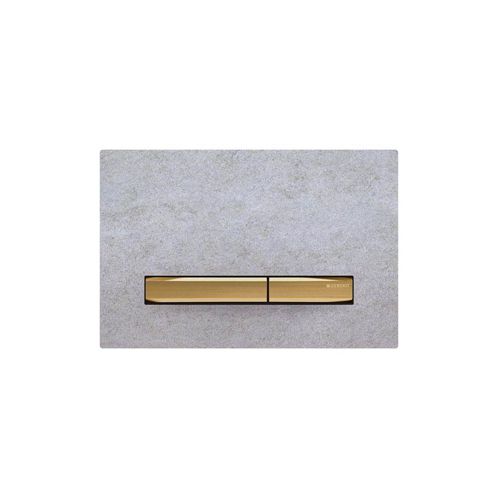 Geberit - Geberit actuator plate Sigma50 for dual flush, metal colour brass: brass, concrete look - Brass, Concrete Look