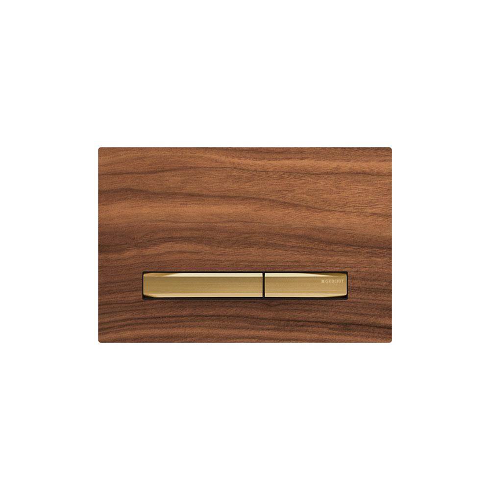 Geberit - Geberit actuator plate Sigma50 for dual flush, metal colour brass: brass, black walnut - Brass, Black Walnut