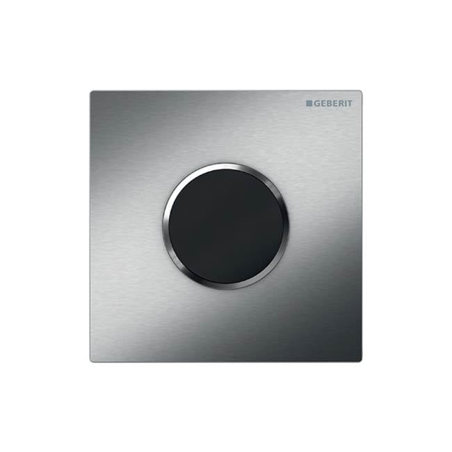Geberit - Geberit urinal flush control with electronic flush actuation, battery operation, cover plate type 10: stainless steel brushed/polished/brushed - Stainless Steel