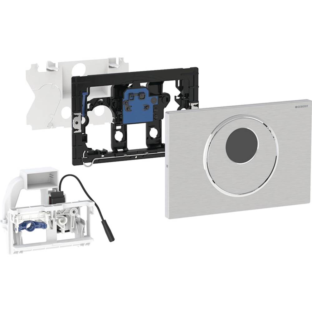 Geberit - Wc Flush Control With Electronic Flush Actuation, Mains Operation, Dual Flush, Sigma10 Actuator Plate, Automatic/Touchless/Manual Brushed, Polished - Brushed With Polished
