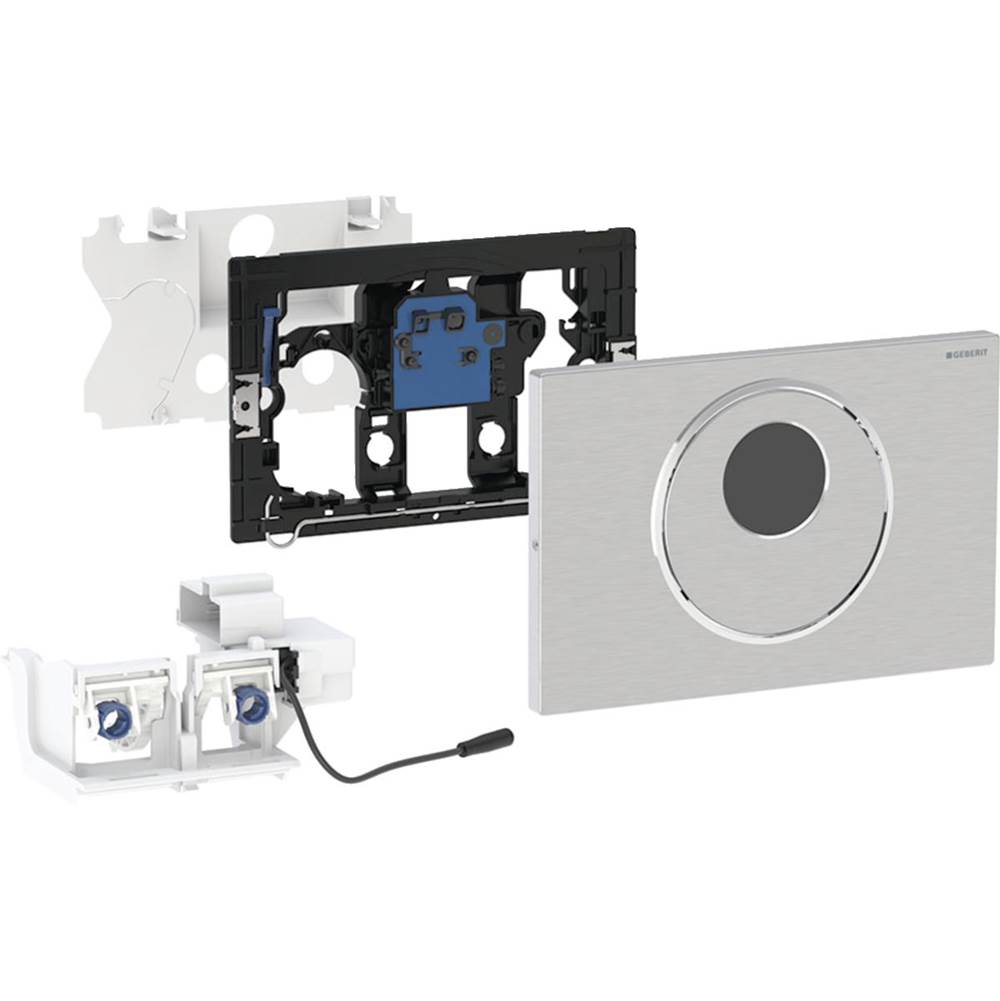 Geberit - Wc Flush Control With Electronic Flush Actuation, Mains Operation, Dual Flush, Sigma10 Actuator Plate, Automatic/Touchless/Manual Brushed, Polished - Brushed With Polished