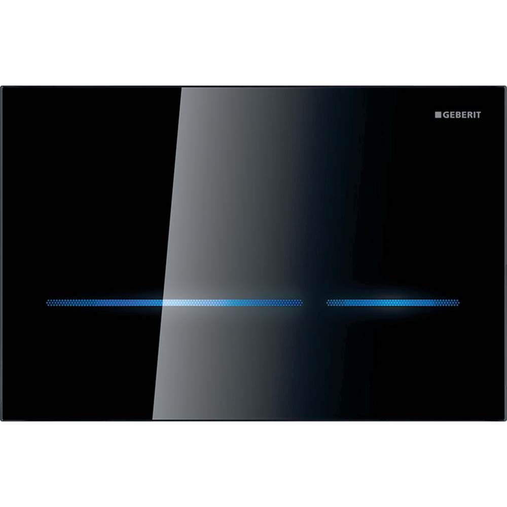 Geberit - Wc Flush Control With Electronic Flush Actuation, Mains Operation, Dual Flush, Sigma80 Actuator Plate, Touchless Black / Reflective Glass - Black Glass