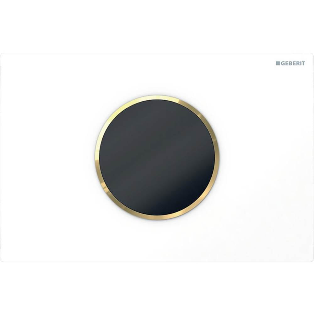 Geberit - Wc Flush Control With Electronic Flush Actuation, Battery Operation, Dual Flush, Sigma10 Actuator Plate, Automatic/Touchless White, Gold - White With Gold