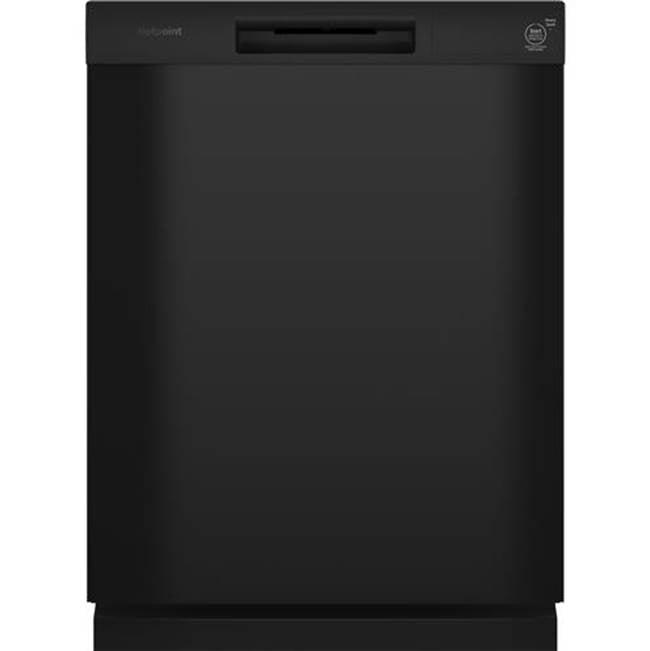 Hotpoint - One Button Dishwasher with Plastic Interior - Black