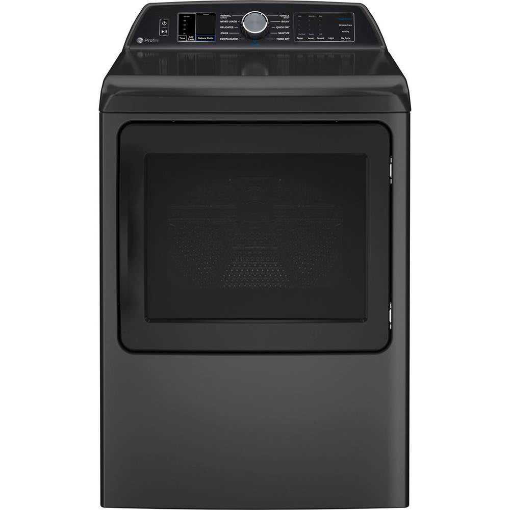 GE Profile Series - 7.4 Cu. Ft. Capacity Smart Aluminized Alloy Drum Electric Dryer With Sanitize Cycle And Sensor Dry - Diamond Gray