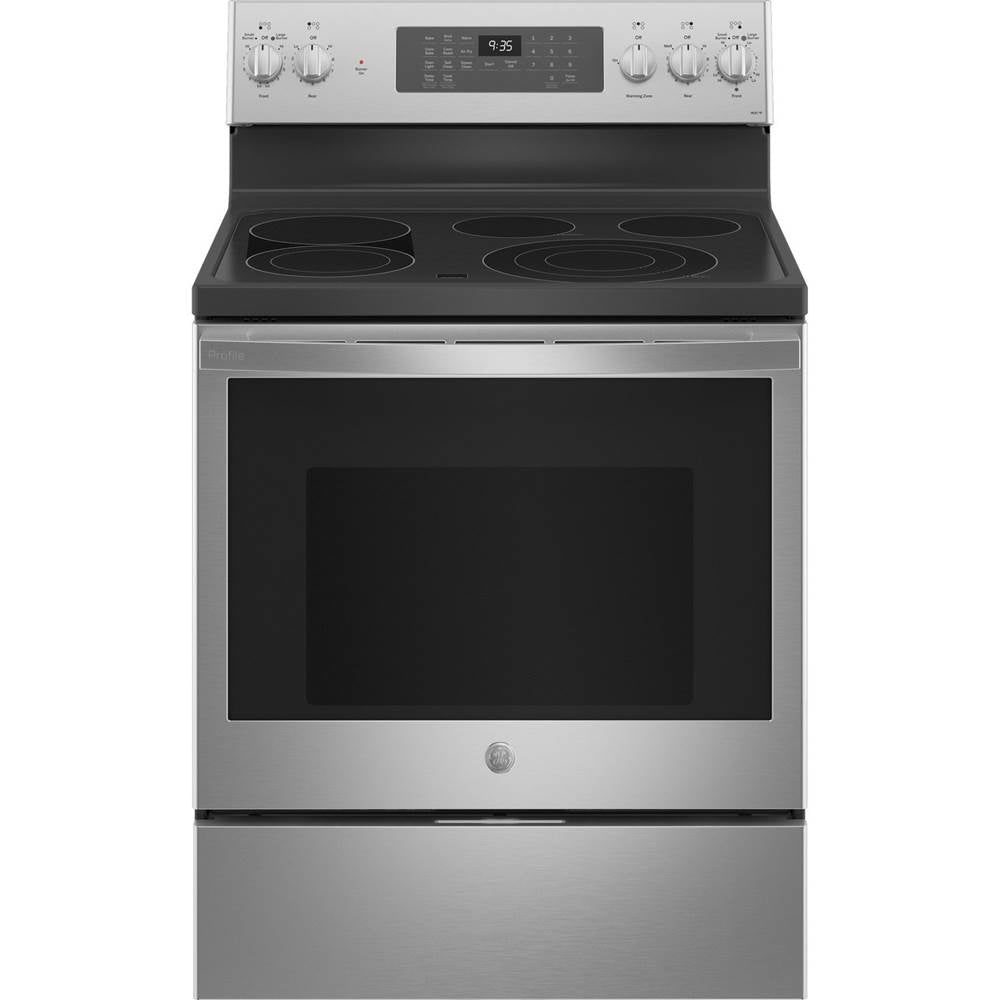 GE Profile Series - 30'' Smart Free-Standing Electric Convection Fingerprint Resistant Range With No Preheat Air Fry - Stainless Steel