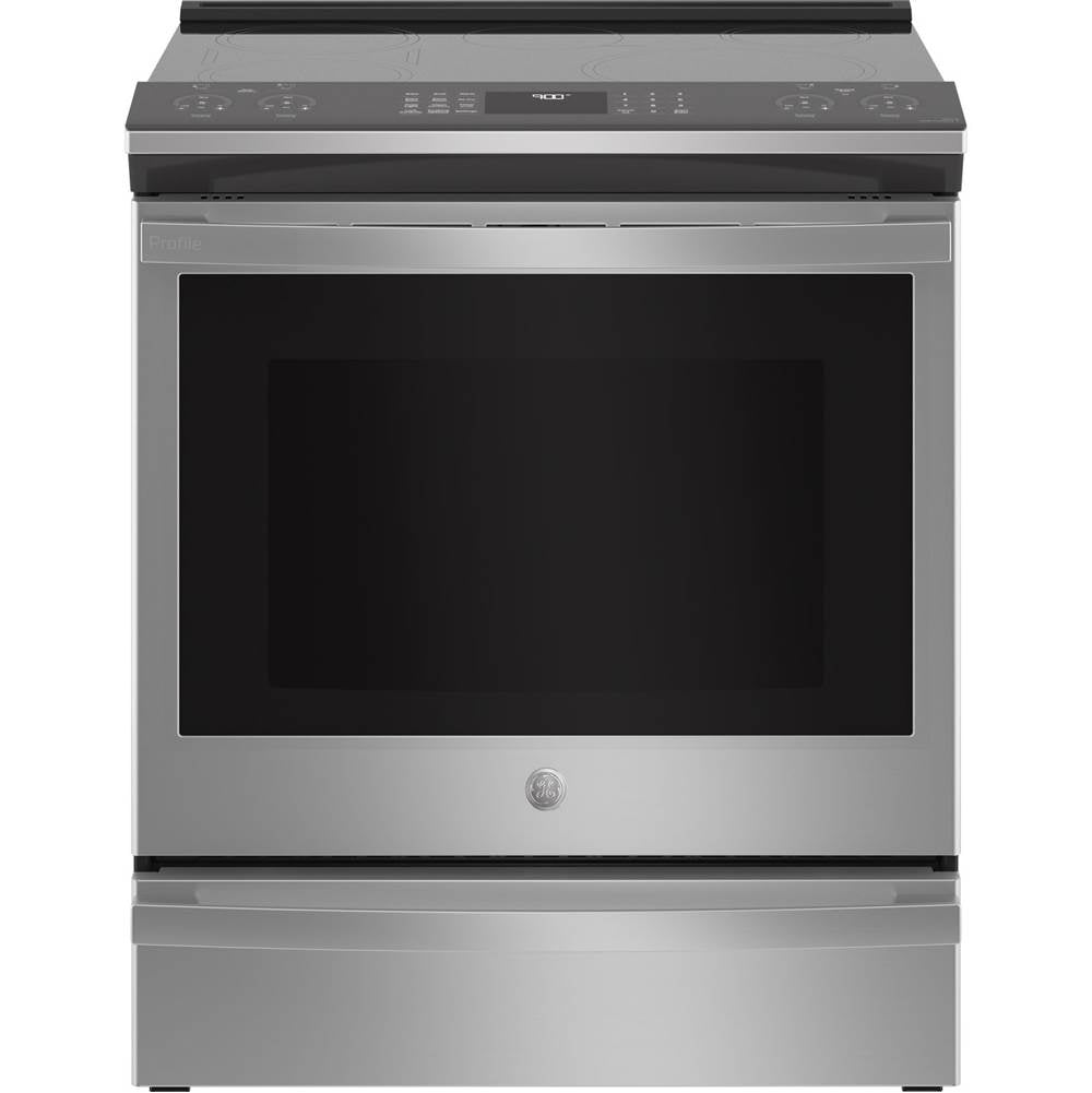 GE Profile Series - 30'' Smart Slide-In Fingerprint Resistant Front-Control Induction And Convection Range With No Preheat Air Fry - Stainless Steel