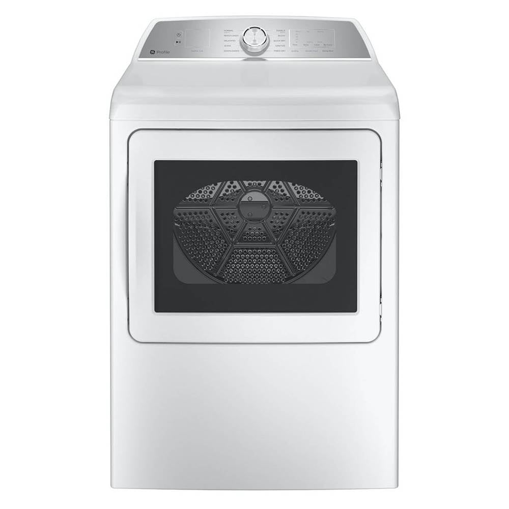 GE Profile Series - 7.4 cu. ft. Capacity aluminized alloy drum Electric Dryer with Sanitize Cycle and Sensor Dry - White